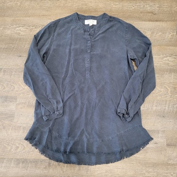 CLOTH & STONE | Anthropologie Long Sleeve Frayed Hem Blouse | Sz. L - Picture 1 of 5